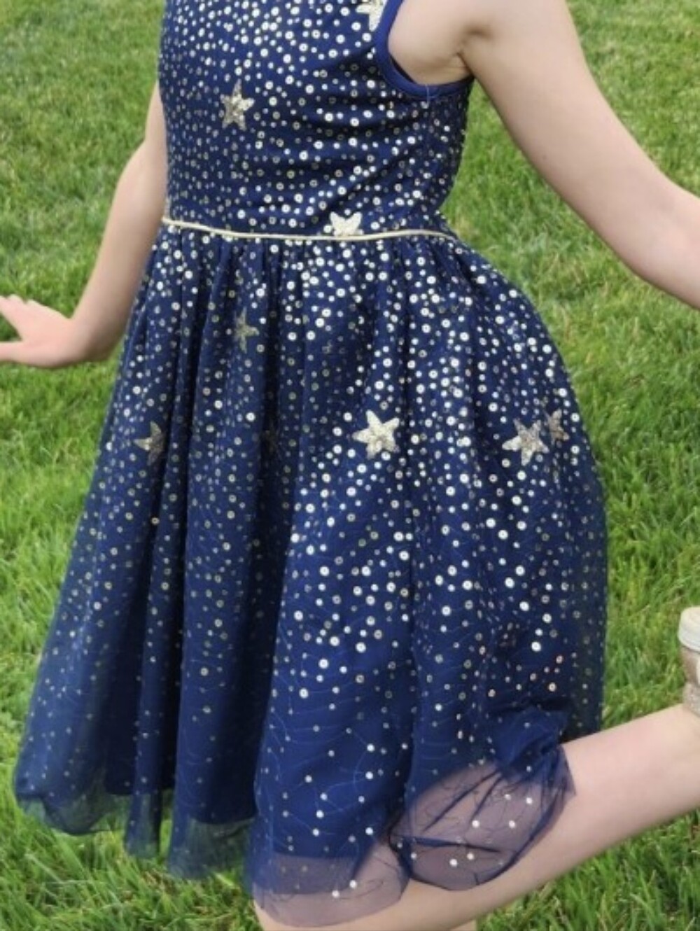 Midnight Navy Star Sequin Tulle Dress